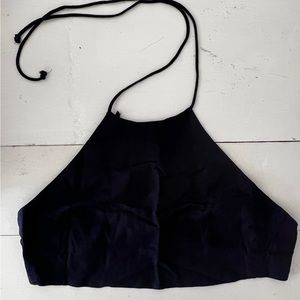 Miou Muse Navy Linen Tie Top